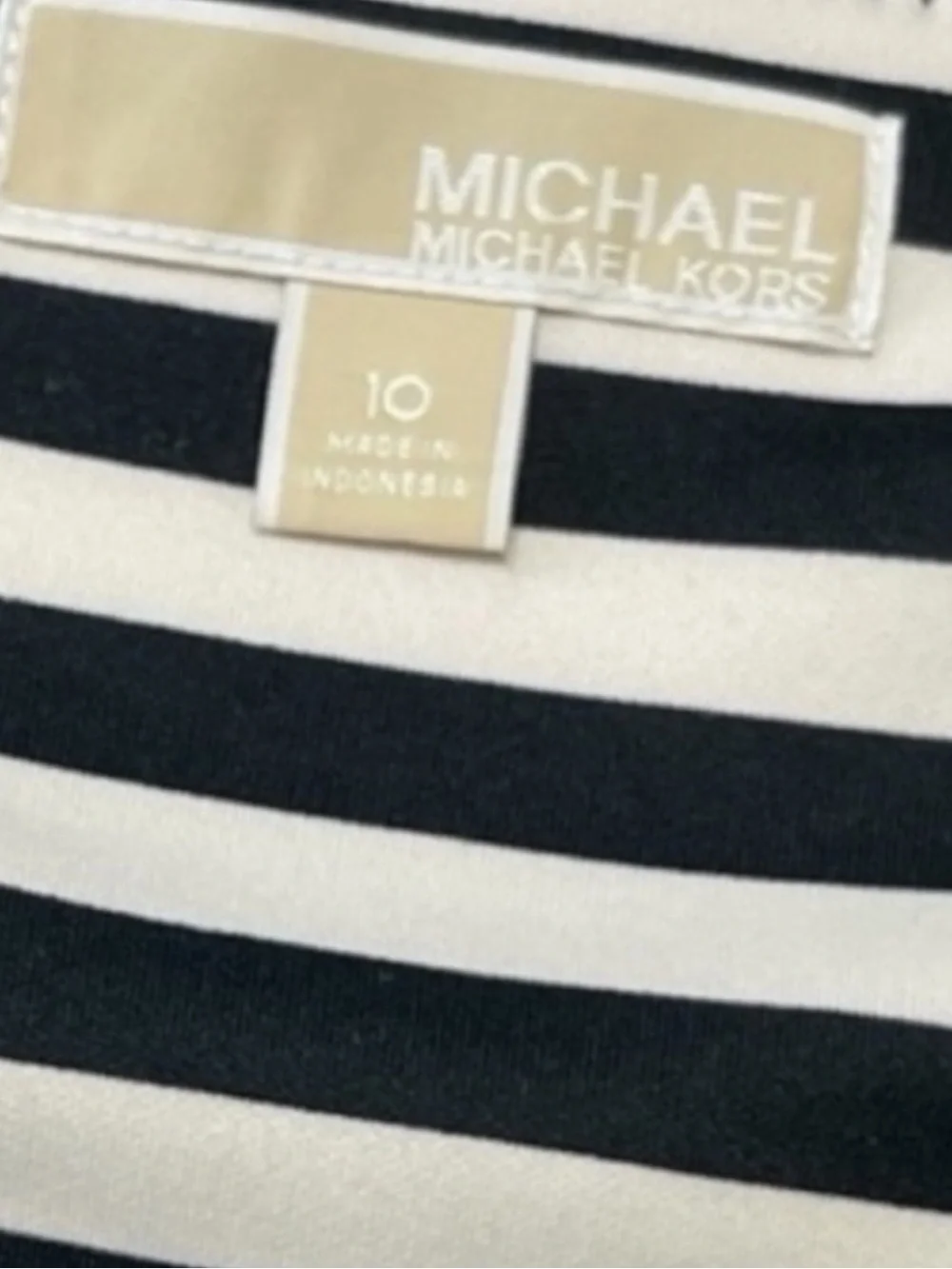 Michael Kors Size 10 Black White Striped Sheath Dress Sleeveless